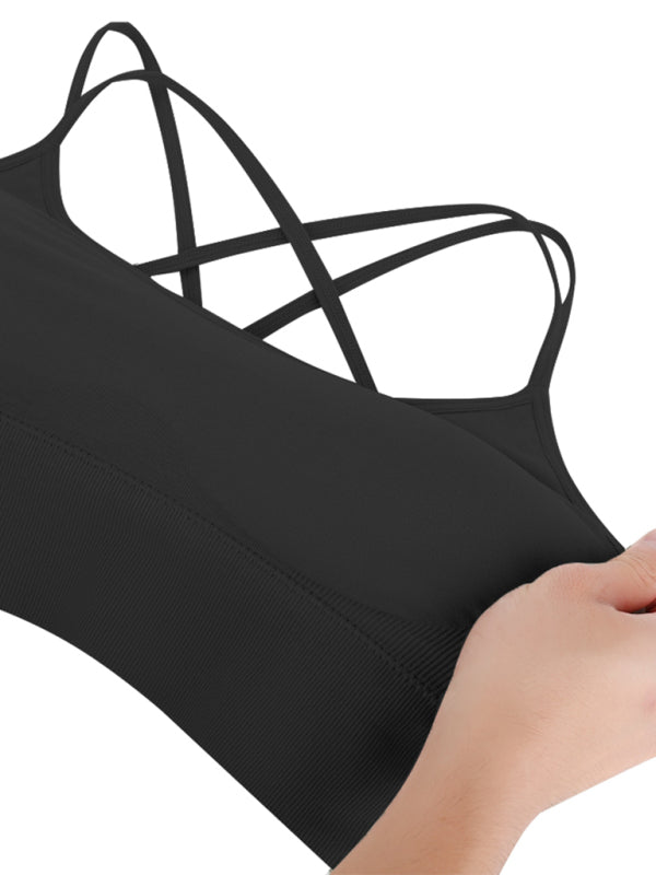 3 Pack Women's Seamless Crisscross Sports Bra Medium-Impact Fitness