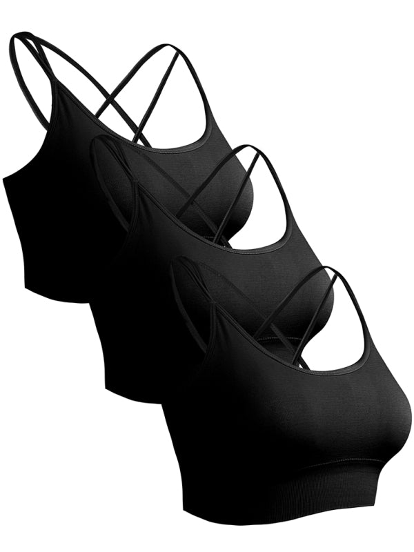 3 Pack Women's Seamless Crisscross Sports Bra Medium-Impact Fitness