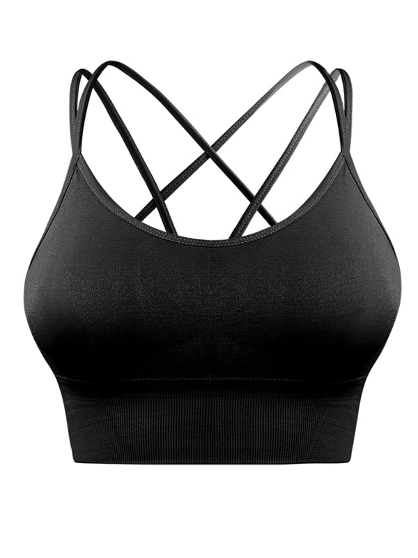 3 Pack Women's Seamless Crisscross Sports Bra Medium-Impact Fitness