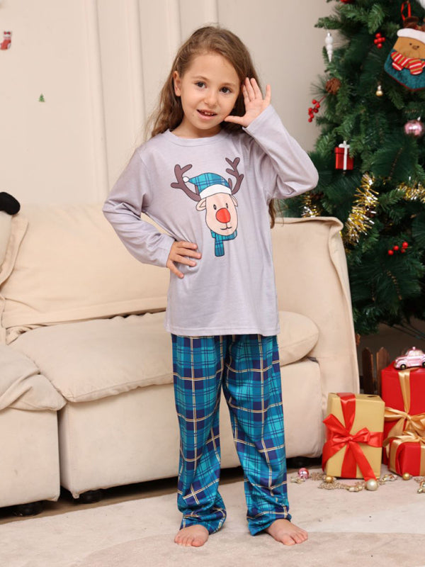 Red Nosed Reindeer Christmas Parent-Child Matching Family Pajamas Set