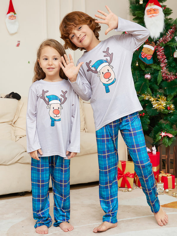 Red Nosed Reindeer Christmas Parent-Child Matching Family Pajamas Set