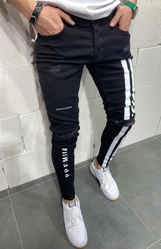 Casual Frayed Slim Fit Jeans