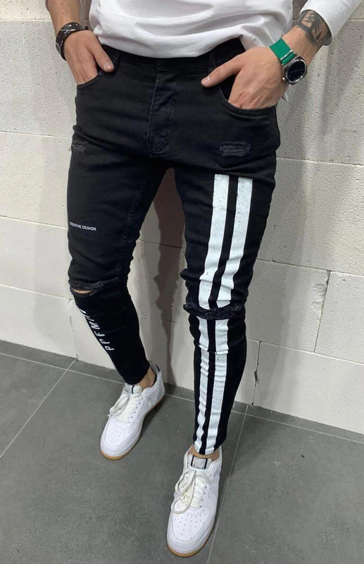 Casual Frayed Slim Fit Jeans
