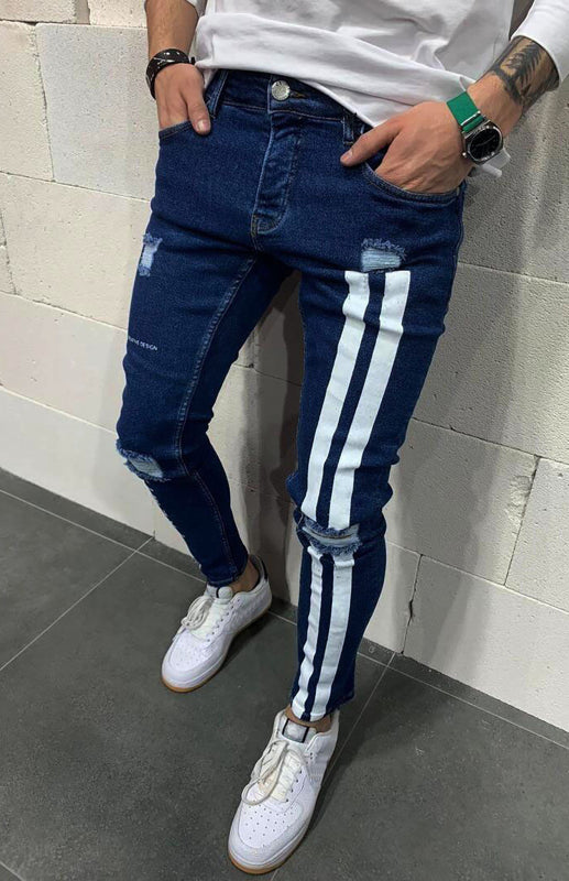 Casual Frayed Slim Fit Jeans