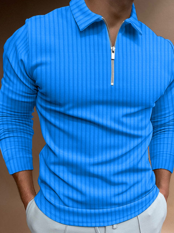 Half-Zip Ribbed Long Sleeved Collared Sweater