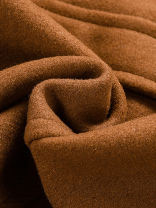 Men's Double Collar Zippered Wool Coat with Pockets Available in Sizes M-3XL