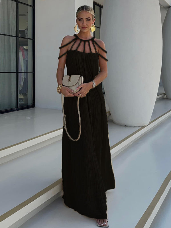 Braided Open Back Sleeveless Long Dress