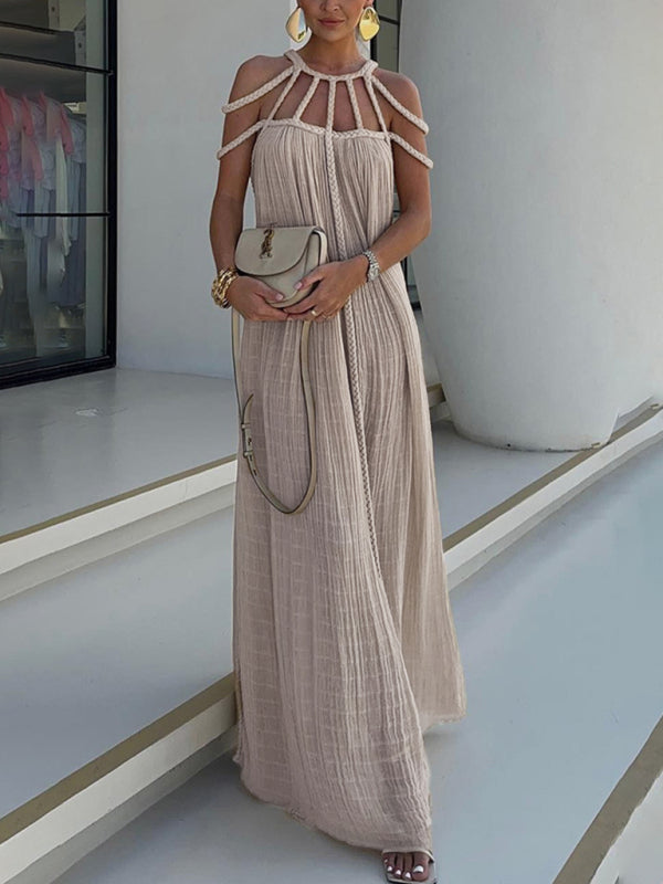 Braided Open Back Sleeveless Long Dress