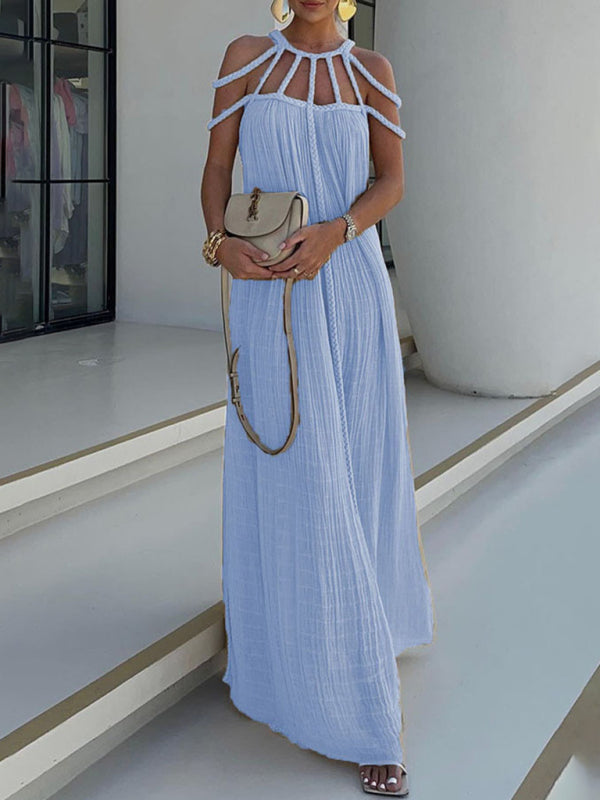 Braided Open Back Sleeveless Long Dress