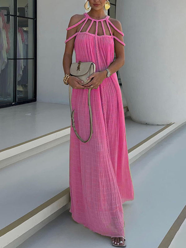 Braided Open Back Sleeveless Long Dress