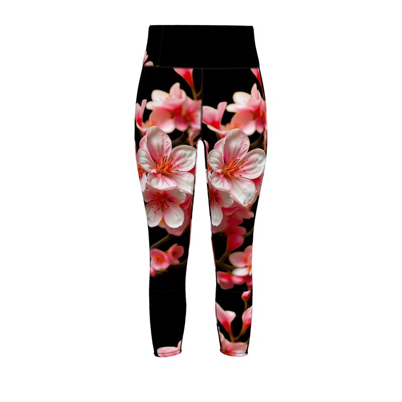 Women's Custom Cherry Blossom Print Sports Leggings