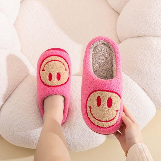 Women's Pink Melody Smiley Face Slippers