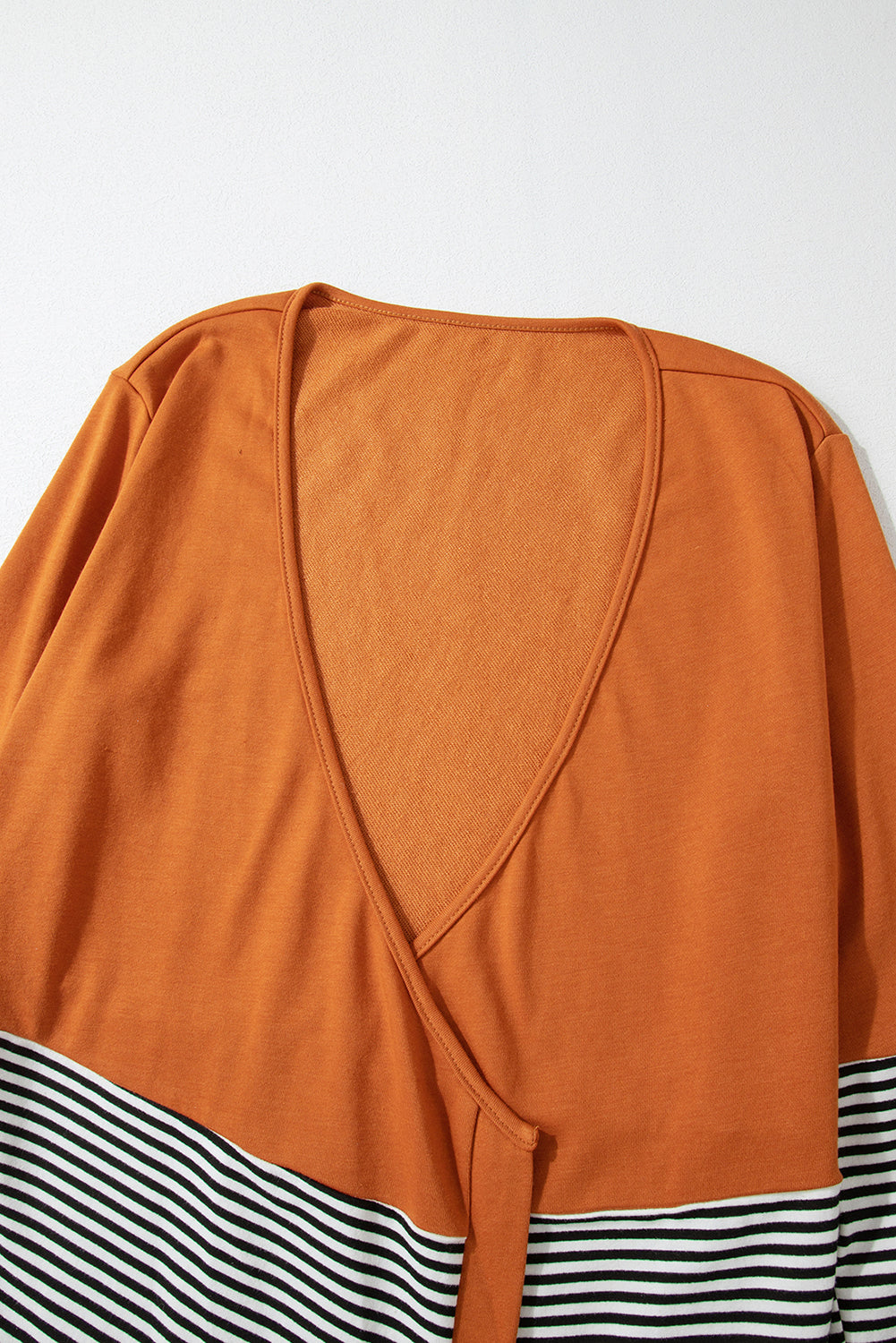 Women's Orange Colorblock Striped Patchwork Open Cardigan