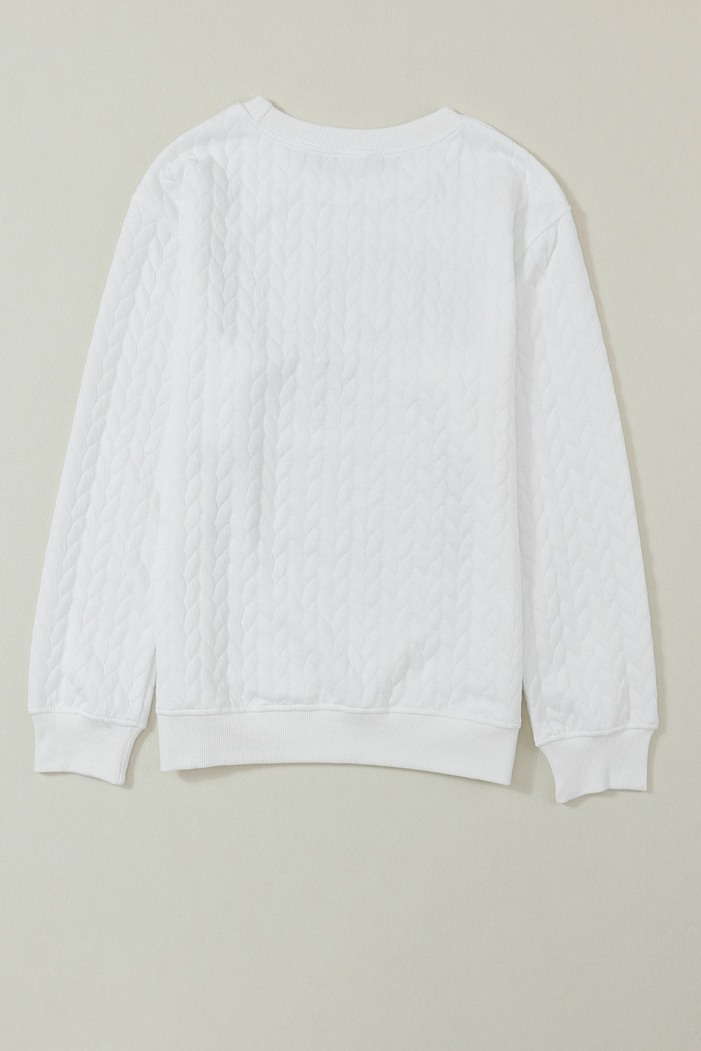 Women's White Merry And Bright Cable Knit Pullover Sweatshirt