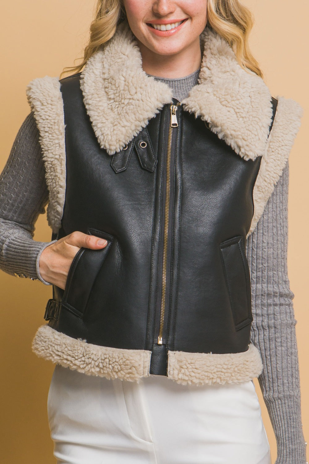 Women's Sherpa Zip Up Vest with Pockets