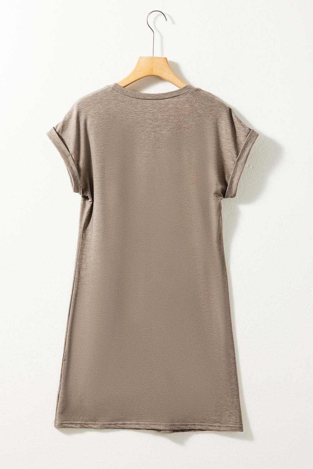 Only 2 left in stock! Women's Light French Beige Center Seam Rolled Cuffs T-shirt Dress