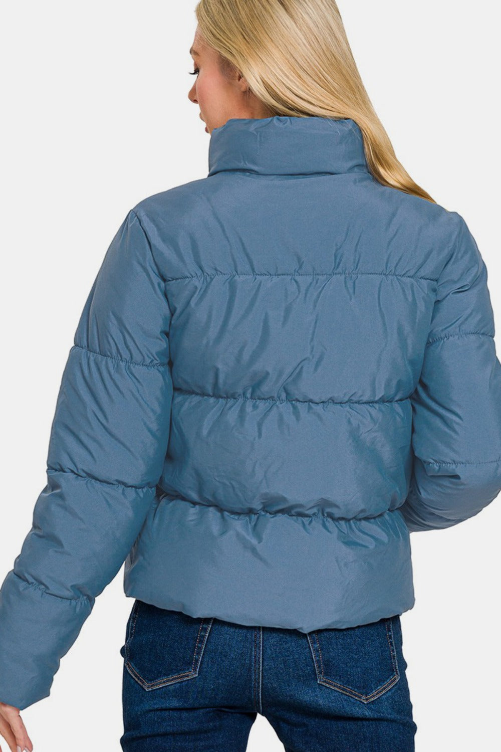 Women's Turtleneck Puffer Jacket with Pockets