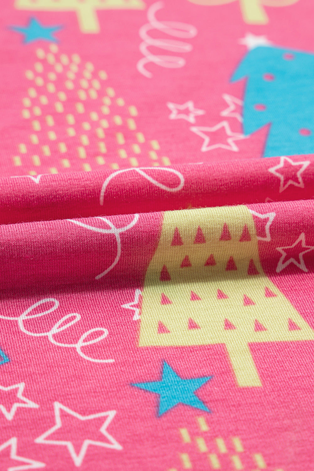 Women's Rose Christmas Tree Print V Neck Tee and Pants Lounge Set