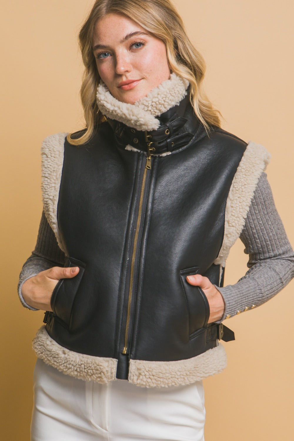 Women's Sherpa Zip Up Vest with Pockets