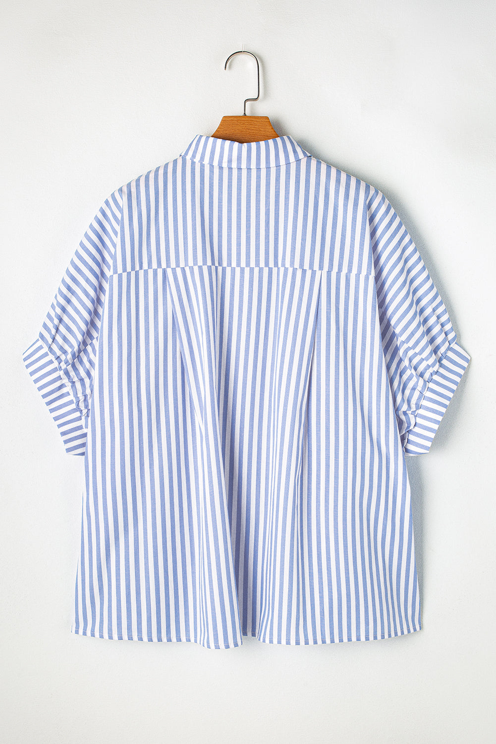 Women's Sky Blue Stripe Dolman Sleeve Oversize Shirt