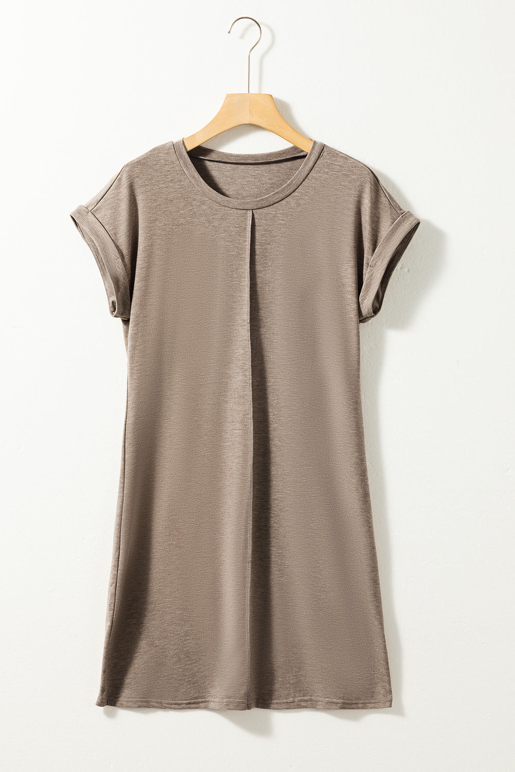 Only 2 left in stock! Women's Light French Beige Center Seam Rolled Cuffs T-shirt Dress