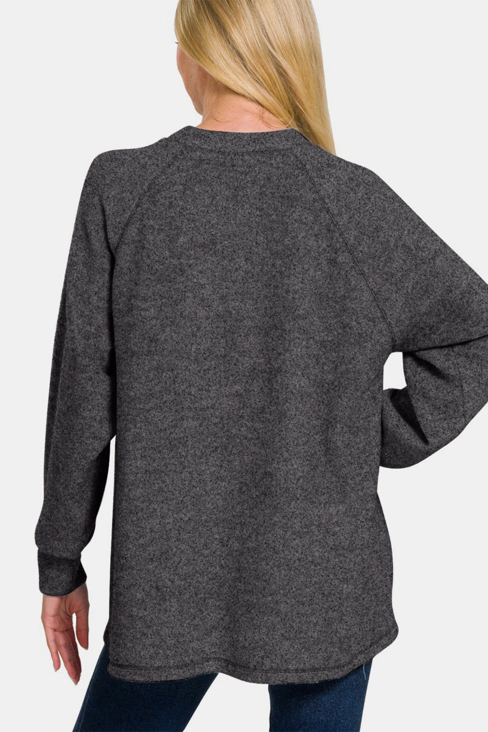 Women's Brushed Melange Hacci High-Low Sweater