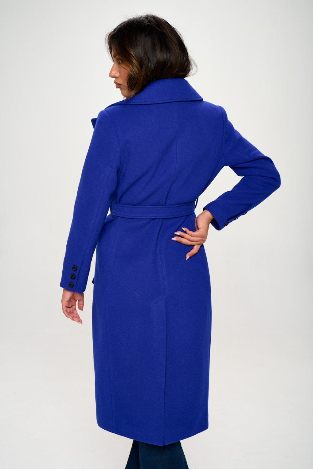 Women's Double-Breasted 100% Vegan Wool Longline Coat