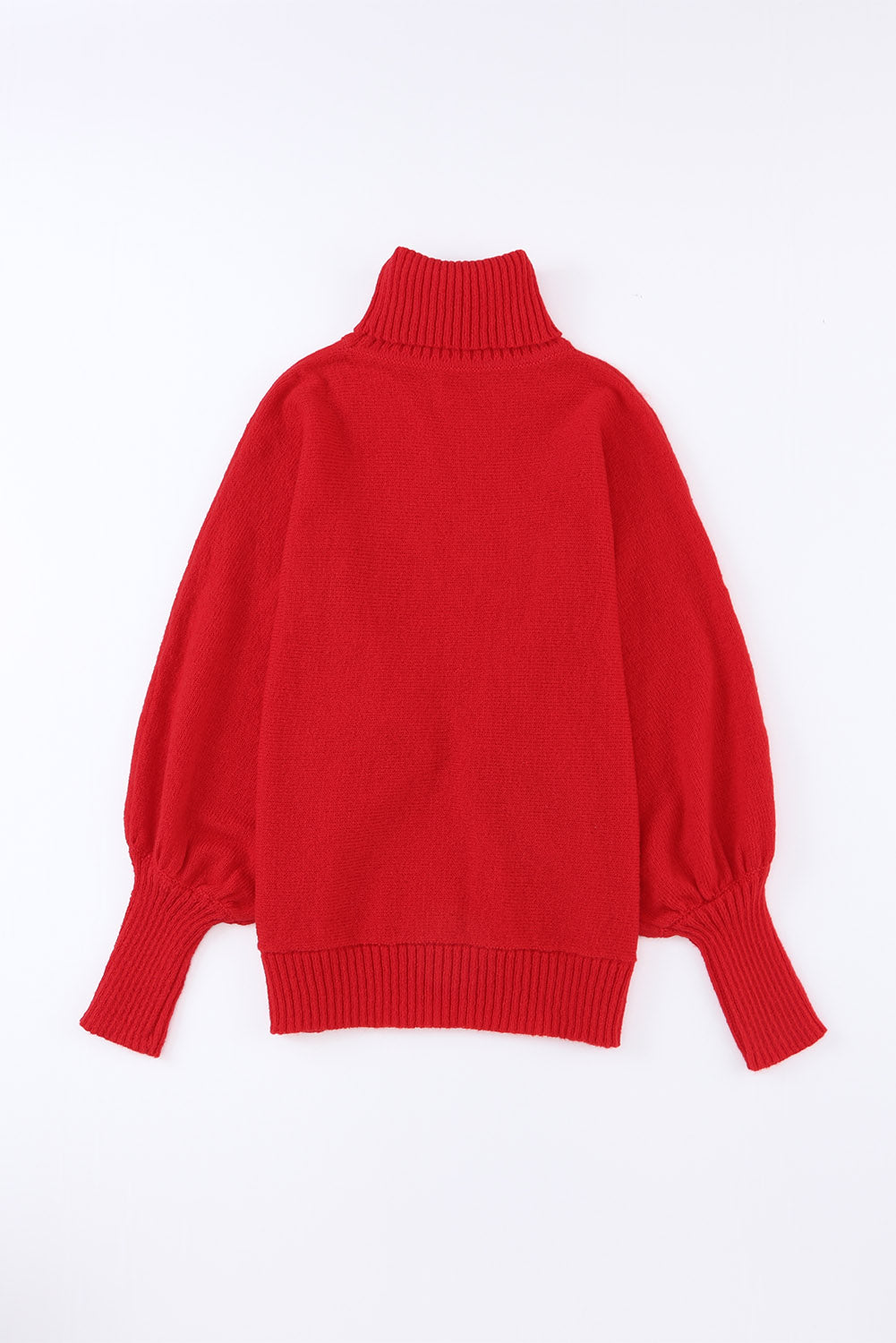 Women's Red Merry Letter Embroidered High Neck Sweater