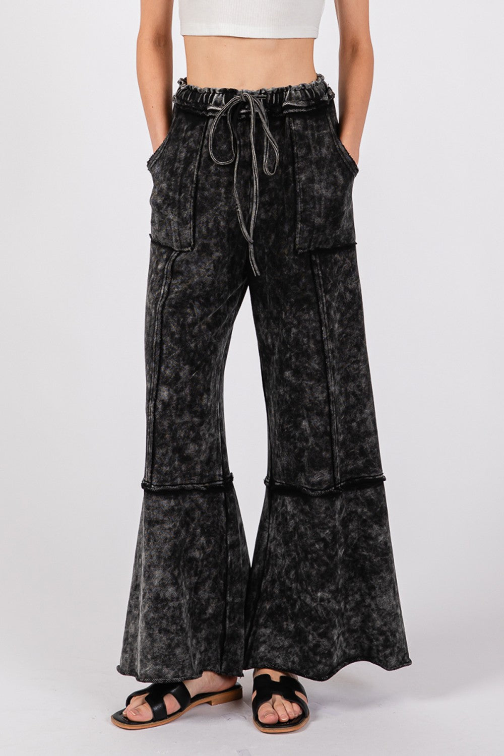 Women's Mineral Washed Terry Wide Leg Pants