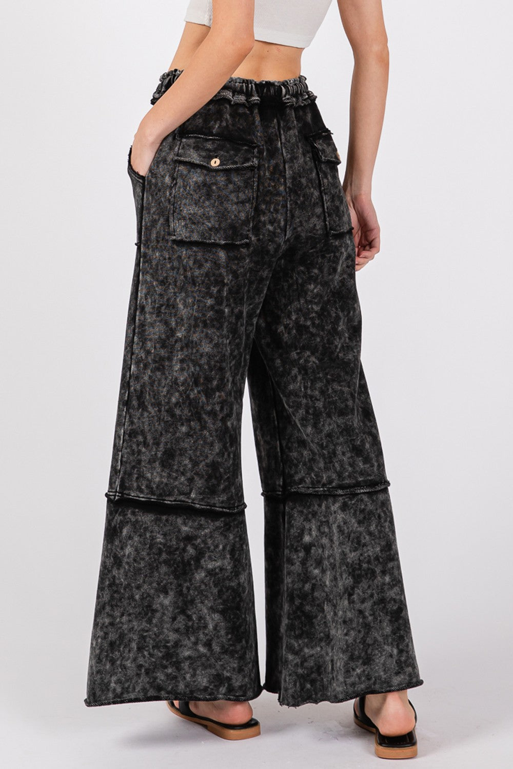 Women's Mineral Washed Terry Wide Leg Pants