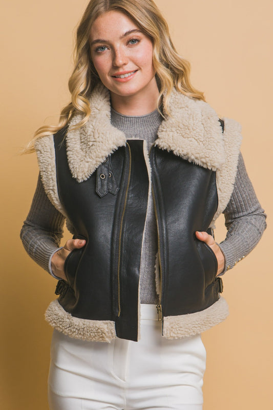 Women's Sherpa Zip Up Vest with Pockets