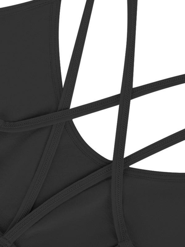 3 Pack Women's Seamless Crisscross Sports Bra Medium-Impact Fitness
