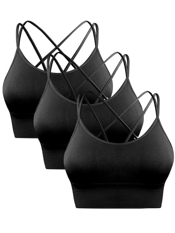 3 Pack Women's Seamless Crisscross Sports Bra Medium-Impact Fitness