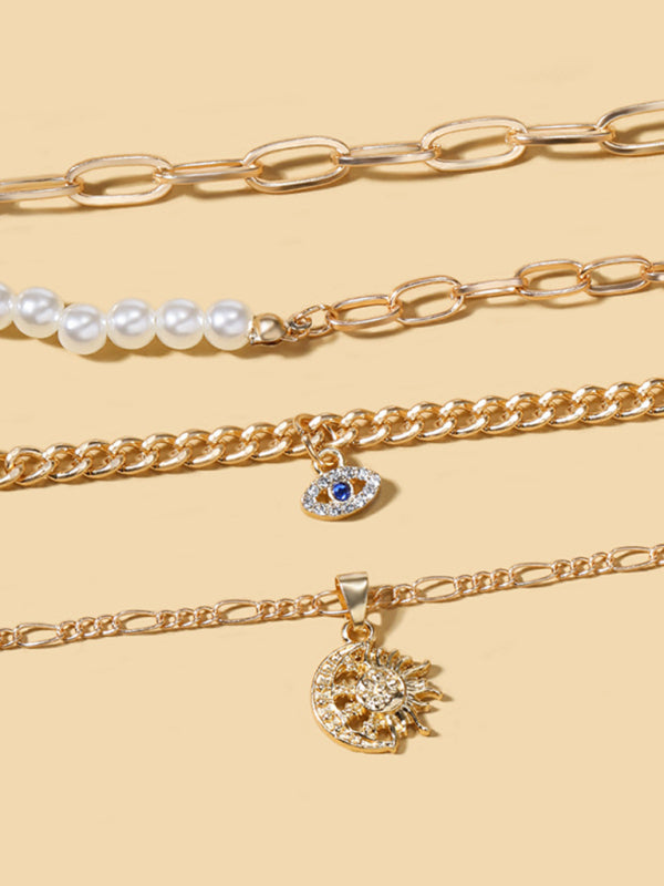 Gold-Plated Evil Eye Multi-Layer Necklace