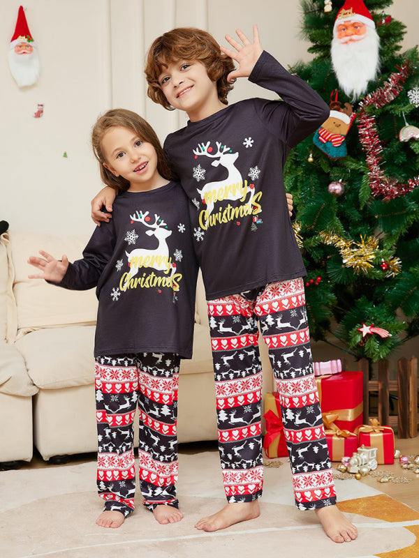 Elk Graphic Print Parent-Child Christmas Family Matching Pajamas Set