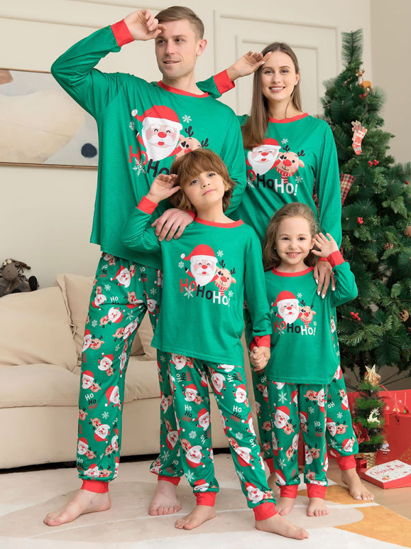 Santa Claus Print Parent-Child Christmas Matching Family Pajamas Set