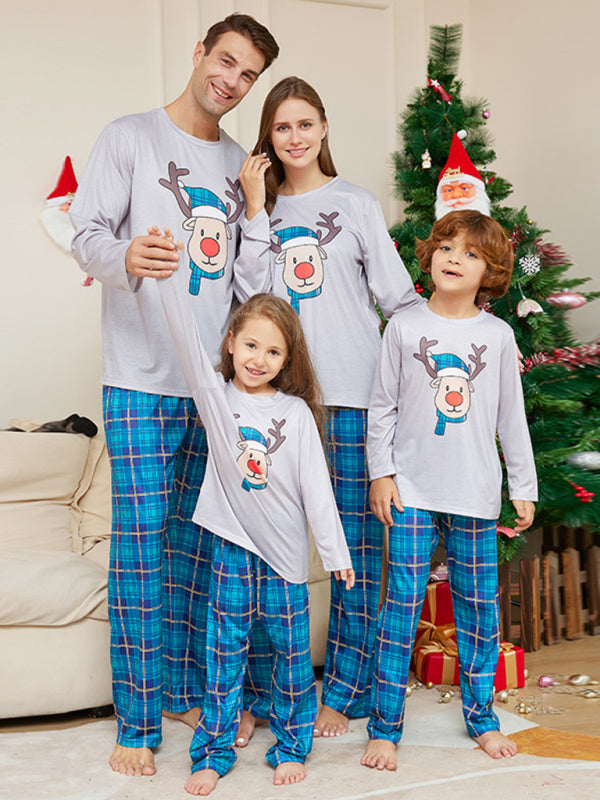 Red Nosed Reindeer Christmas Parent-Child Matching Family Pajamas Set