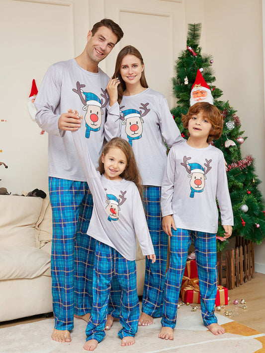 Red Nosed Reindeer Christmas Parent-Child Matching Family Pajamas Set