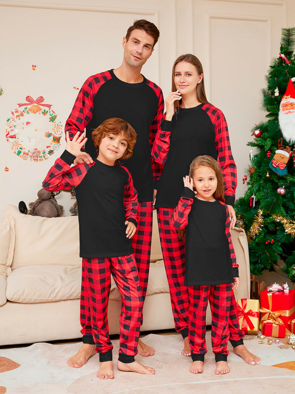 Unisex Buffalo Check Plaid Print Christmas Matching Family Pajamas Set