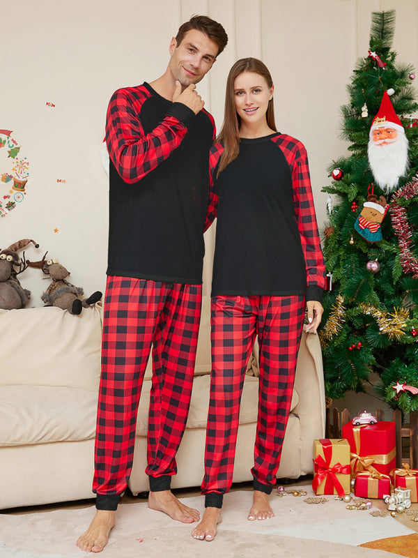 Unisex Buffalo Check Plaid Print Christmas Matching Family Pajamas Set