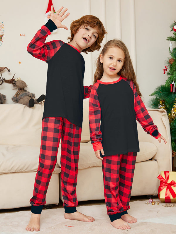 Unisex Buffalo Check Plaid Print Christmas Matching Family Pajamas Set