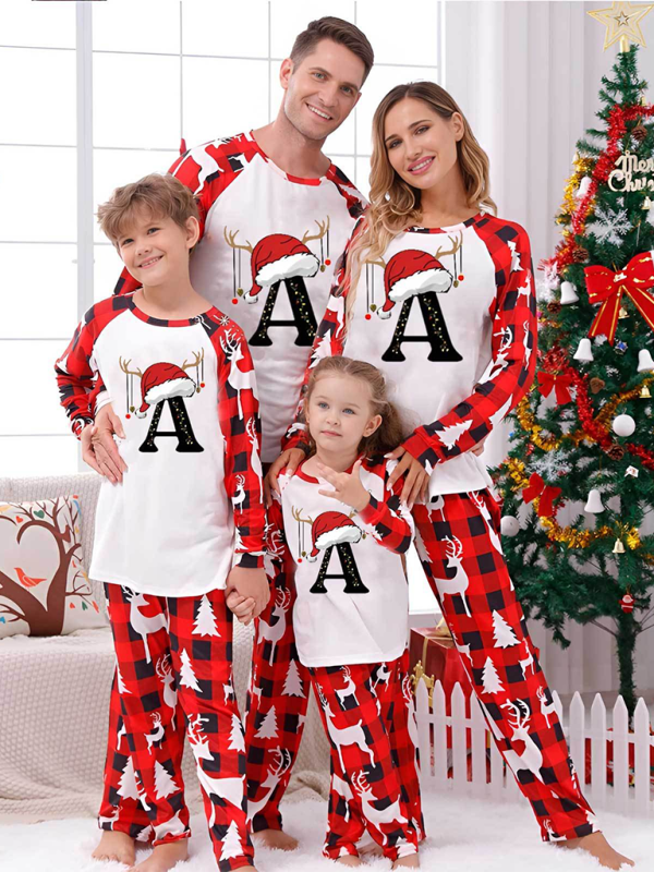 Whole Family Letter Print Christmas Parent-Child Matching Pajama Set