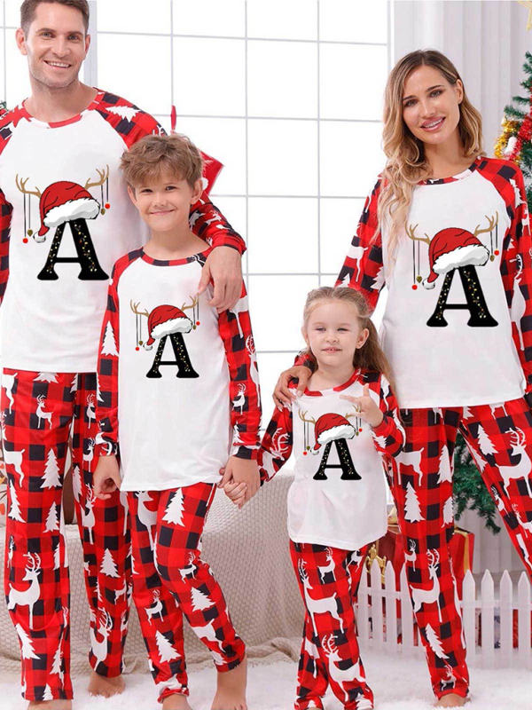 Whole Family Letter Print Christmas Parent-Child Matching Pajama Set