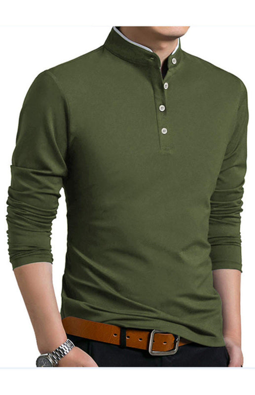 Basic Half-Button Long Sleeve T-Shirt