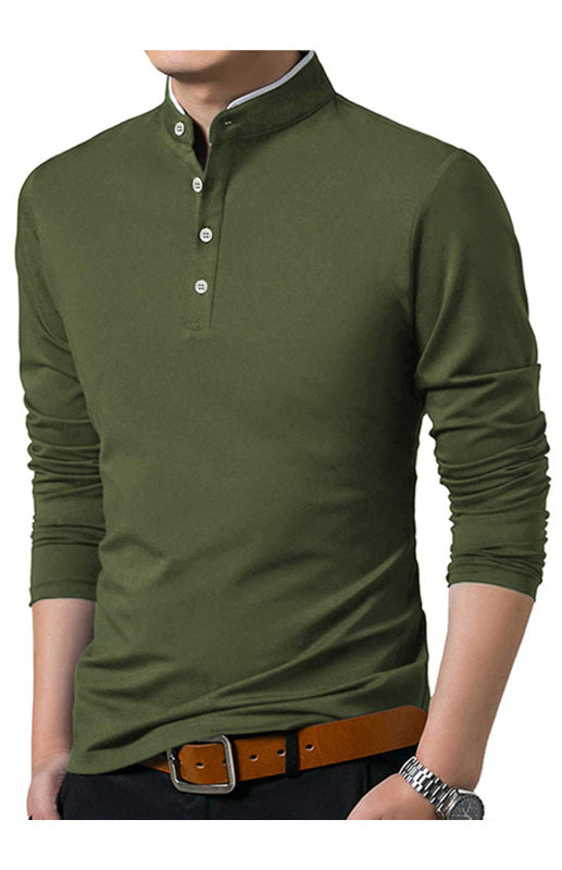 Basic Half-Button Long Sleeve T-Shirt