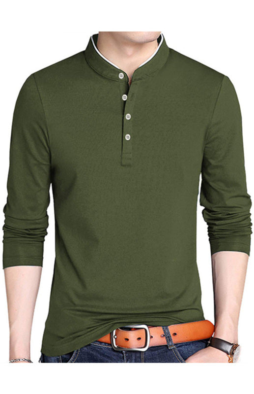 Basic Half-Button Long Sleeve T-Shirt