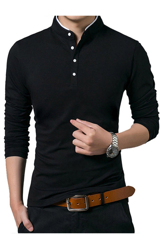 Basic Half-Button Long Sleeve T-Shirt