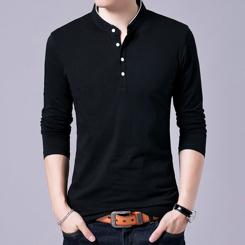 Basic Half-Button Long Sleeve T-Shirt