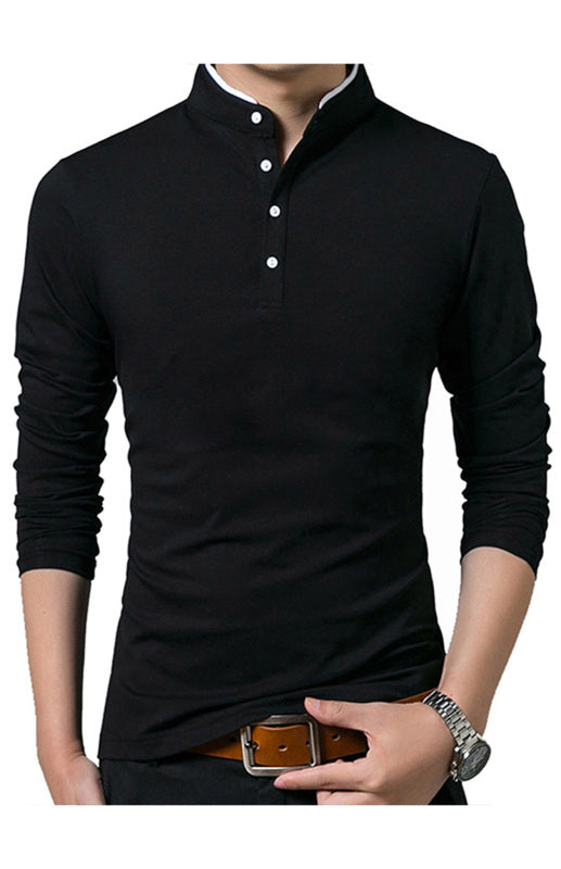 Basic Half-Button Long Sleeve T-Shirt