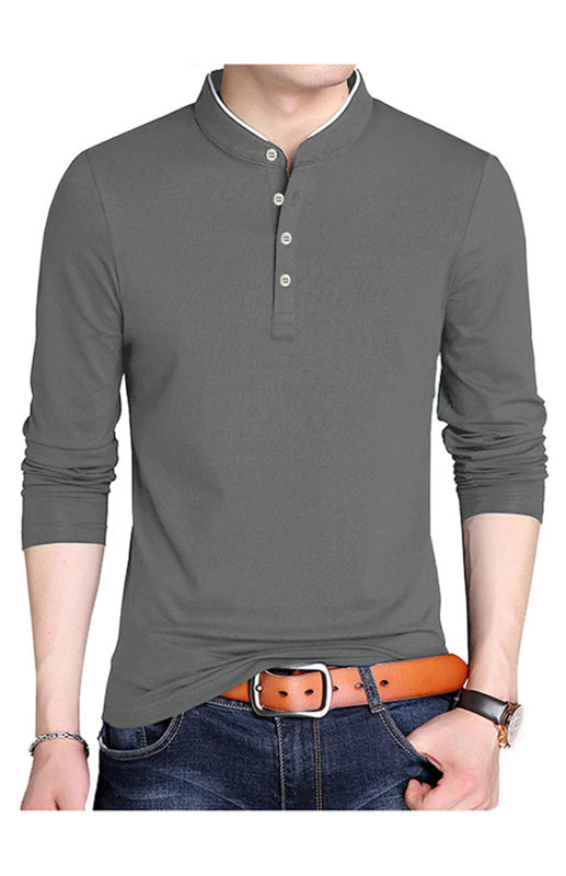 Basic Half-Button Long Sleeve T-Shirt